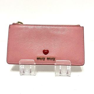 ミュウミュウ(miumiu)のmiumiu(ミュウミュウ) コインケース - 5MD006 ピンク×レッド ハート/カードケース付き レザー(コインケース)