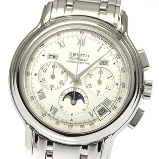 ゼニス(ZENITH)のゼニス ZENITH 02.0240.410 クロノマスター エルプリメロ ムーンフェイズ クロノグラフ 自動巻き メンズ 良品 保証書付き_803593(腕時計(アナログ))