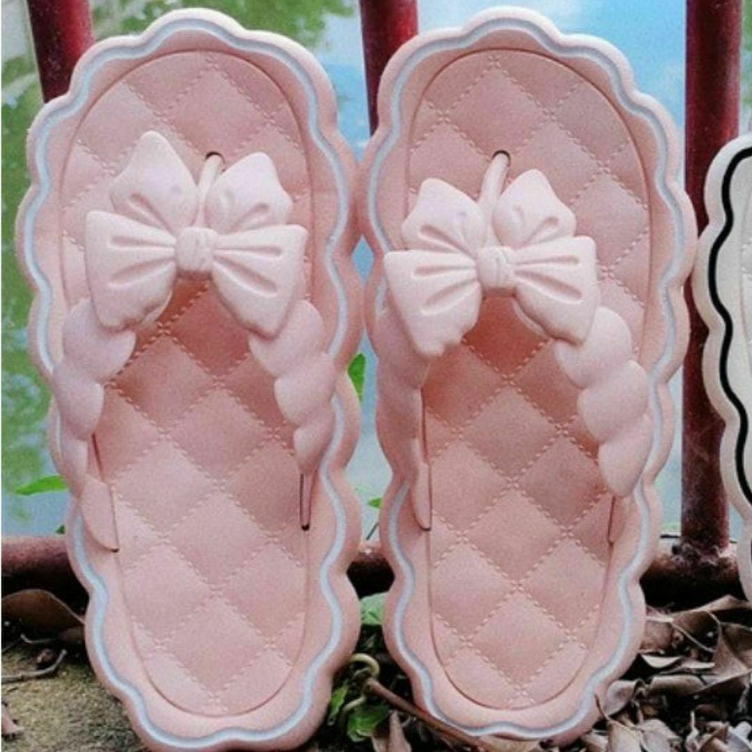 サンダル フラットサンダル トングサンダル 可愛い ピンク リボン 大きいサイズ レディースの靴/シューズ(サンダル)の商品写真