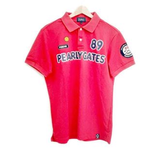 パーリーゲイツ(PEARLY GATES)のPEARLY GATES(パーリーゲイツ) 半袖ポロシャツ サイズ5 XL メンズ - レッド×ダークネイビー×マルチ スマイル(ポロシャツ)