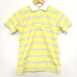 mont-bell(モンベル) 半袖ポロシャツ サイズS レディース美品  - イエロー×グレーベージュ×アイボリー ボーダー