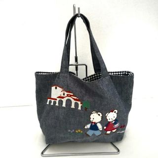 ファミリア(familiar)のfamiliar(ファミリア) トートバッグ - ブルー×白×マルチ 刺繍/クマ コットン(トートバッグ)