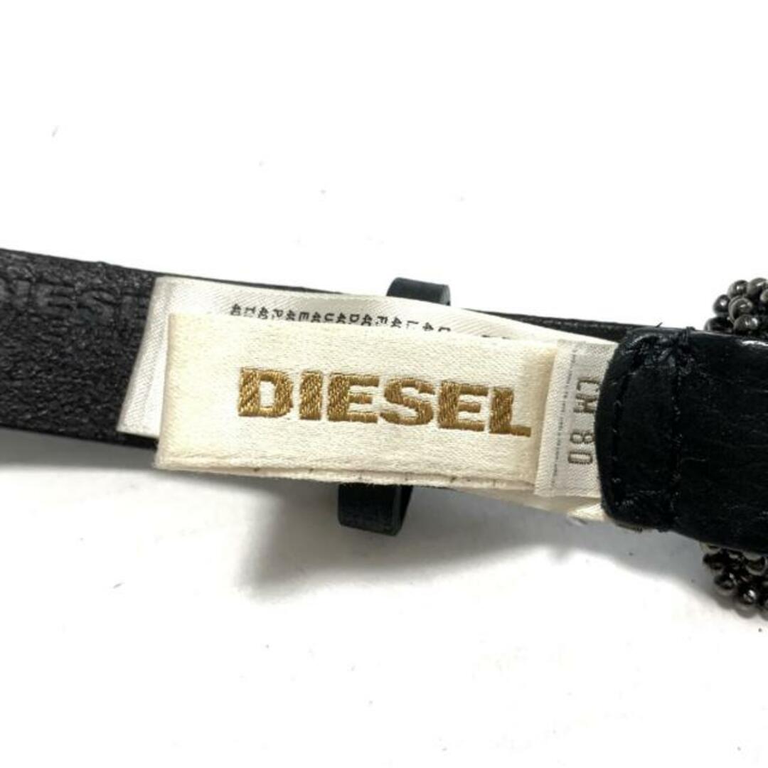 DIESEL(ディーゼル)のDIESEL(ディーゼル) ベルト - シルバー×黒 チェーン装飾 金属素材×レザー レディースのファッション小物(ベルト)の商品写真