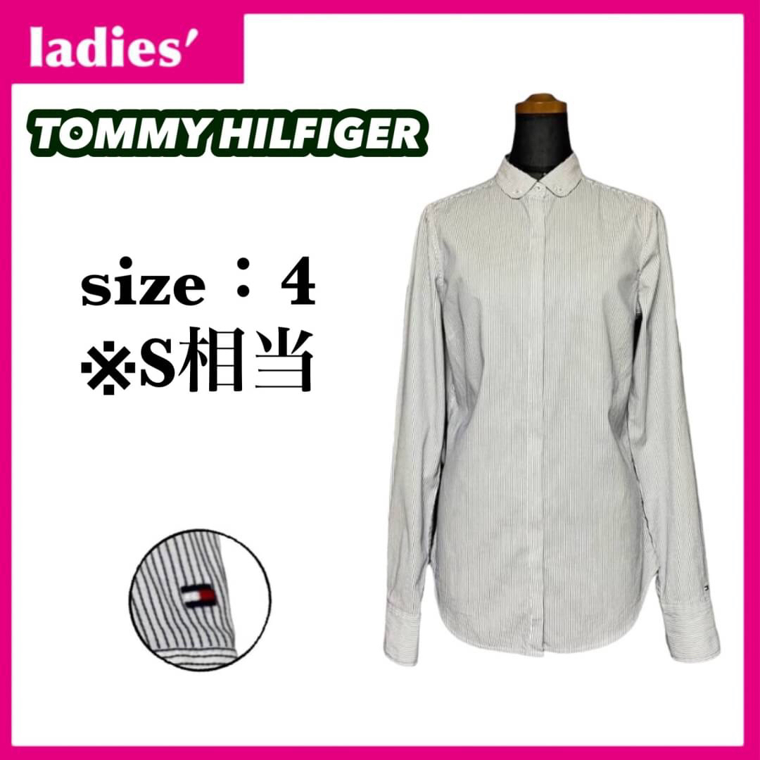 TOMMY HILFIGER(トミーヒルフィガー)のトミーヒルフィガー 長袖シャツ 比翼仕立 レディース サイズ4 S相当 レディースのトップス(シャツ/ブラウス(長袖/七分))の商品写真