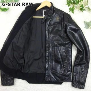 ジースター(G-STAR RAW)のジースターロウ　BRANDO LEATHER JKT　シングルライダース　M　黒(ライダースジャケット)