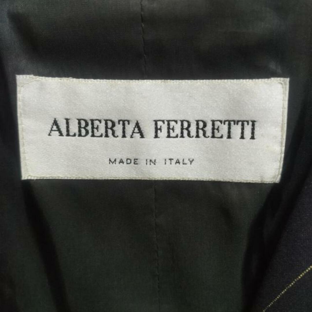 ALBERTA FERRETTI(アルベルタフェレッティ)のALBERTA FERRETTI(アルベルタ・フェレッティ) スカートスーツ サイズ42 M レディース美品  - ダークネイビー×ゴールド ストライプ レディースのフォーマル/ドレス(スーツ)の商品写真