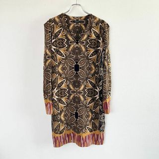 エトロ(ETRO)の美品 大きめサイズ 46 エトロ ボタニカル ワンピース ジャージードレス 総柄(ひざ丈ワンピース)