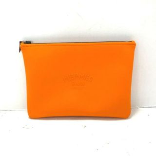 エルメス(Hermes)のHERMES(エルメス) ポーチ美品  ネオバンMM オレンジ エンボス/撥水加工 ポリアミド×エラスタン(ポーチ)