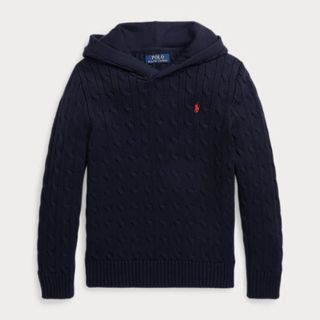 ラルフローレン(Ralph Lauren)のL160-165cm 紺　ケーブルコットンフーディ　ラルフローレン(Tシャツ/カットソー)