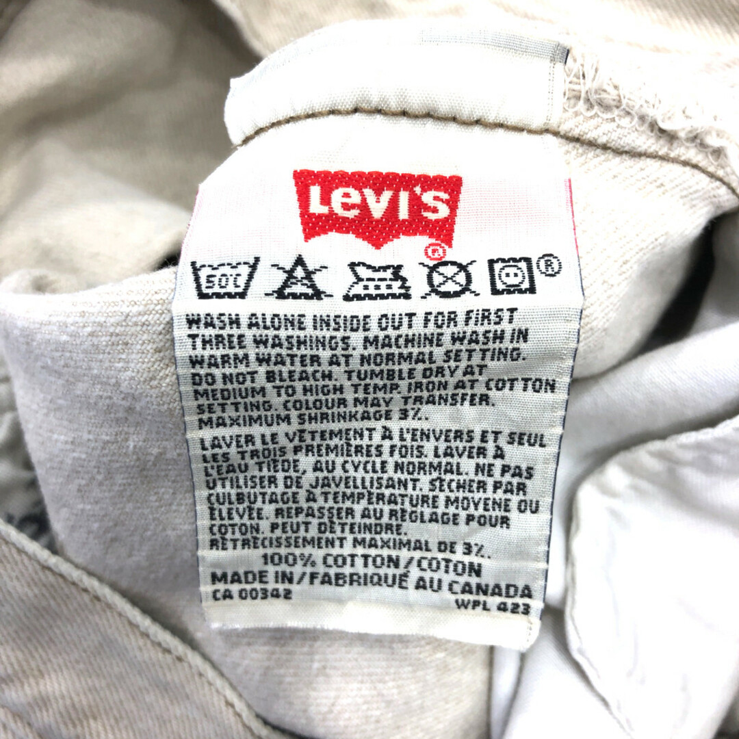 Levi's(リーバイス)の90年代 カナダ製 Levi's リーバイス 501 デニムパンツ アメカジ ベージュ (メンズ W32 L34) 中古 古着 Q2655 メンズのパンツ(デニム/ジーンズ)の商品写真