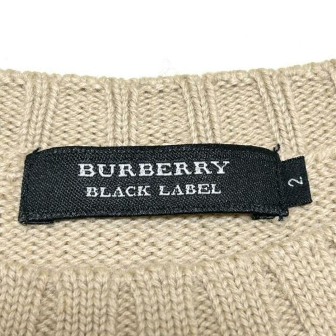 BURBERRY BLACK LABEL(バーバリーブラックレーベル)のBurberry Black Label(バーバリーブラックレーベル) 長袖セーター サイズ2 M メンズ - ベージュ×黒×マルチ クルーネック/チェック柄 メンズのトップス(ニット/セーター)の商品写真