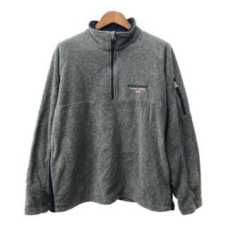 ポロラルフローレン(POLO RALPH LAUREN)のPOLO SPORTS ポロスポーツ ハーフジップ プルオーバー フリースジャケット ワンポイントロゴ グレー (メンズ XL) 中古 古着 Q2681(その他)