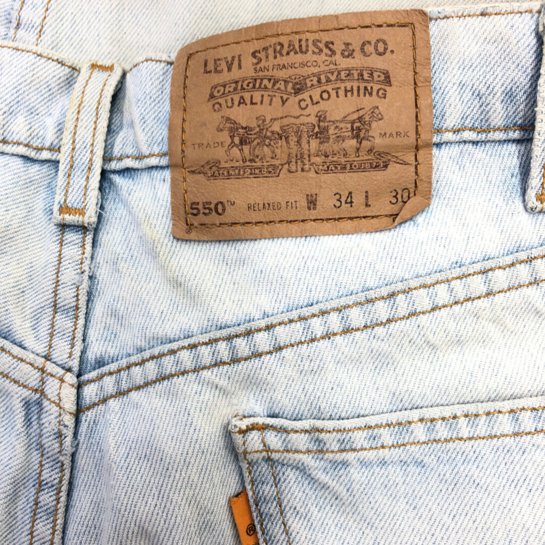 Levi's(リーバイス)の90年代 ブラジル製 Levi's リーバイス 550 デニムパンツ アメカジ オレンジタブ ブルー (メンズ W34 L30) 中古 古着 Q2688 メンズのパンツ(デニム/ジーンズ)の商品写真