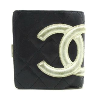 シャネル(CHANEL)のCHANEL(シャネル) 2つ折り財布 カンボンライン 黒×白 がま口 ラムスキン (財布)