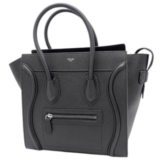 セリーヌ(celine)のCELINE(セリーヌ) ラゲージ マイクロショッパー ハンドバッグ トートバッグ 手持ちかばん ドラムドカーフスキン ブラック黒 マットシルバー金具 189793DRU.38NO(2024年4月現在現行品) レディース 40802087092【中古】【アラモード】(ハンドバッグ)