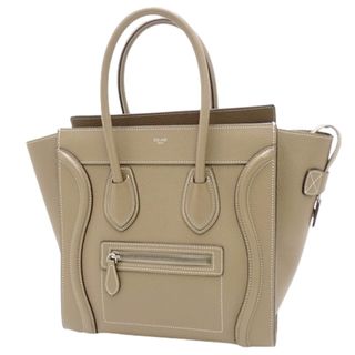 セリーヌ(celine)のCELINE(セリーヌ) ラゲージ マイクロショッパー ハンドバッグ トートバッグ 手持ちかばん ドラムドカーフスキン スリ グレージュ マットシルバー金具 189793DRU.09SO(2024年4月現在現行品) レディース 40802091195【中古】【アラモード】(ハンドバッグ)