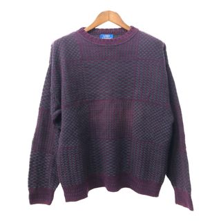 ペンドルトン(PENDLETON)の90年代 USA製 LOBO by pendleton ペンドルトン パネルニット セーター パープル (メンズ L) 中古 古着 Q2723(ニット/セーター)