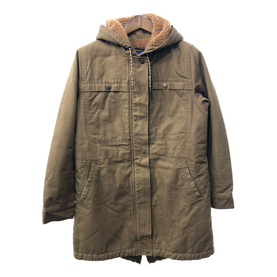 patagonia(パタゴニア)のpatagonia パタゴニア インサレーテッド プレーリー ドーン パーカ モッズコート アウトドア ブラウン (レディース L) 中古 古着 Q2738 レディースのジャケット/アウター(ロングコート)の商品写真