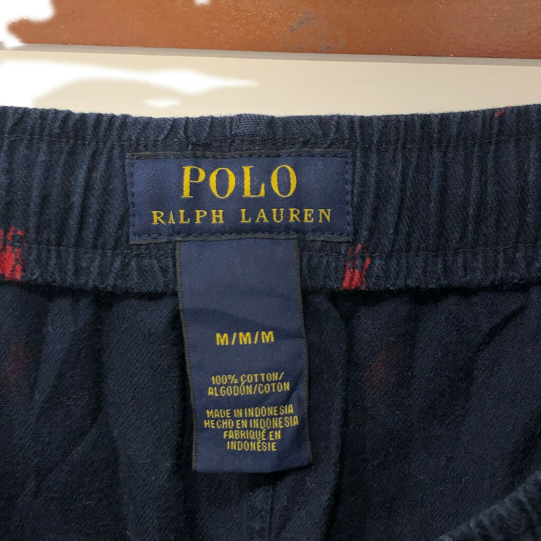 POLO RALPH LAUREN(ポロラルフローレン)のPolo by Ralph Lauren ポロ ラルフローレン パジャマパンツ ロゴ 総柄 ネイビー (メンズ M) 中古 古着 Q2754 メンズのパンツ(その他)の商品写真