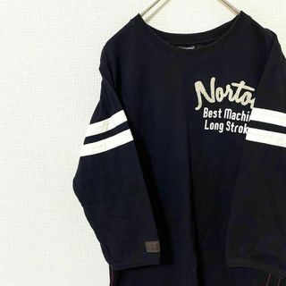 ノートン(Norton)のロンT 5分丈 ノートン 刺繍ロゴ ブラック コットン M(Tシャツ/カットソー(七分/長袖))