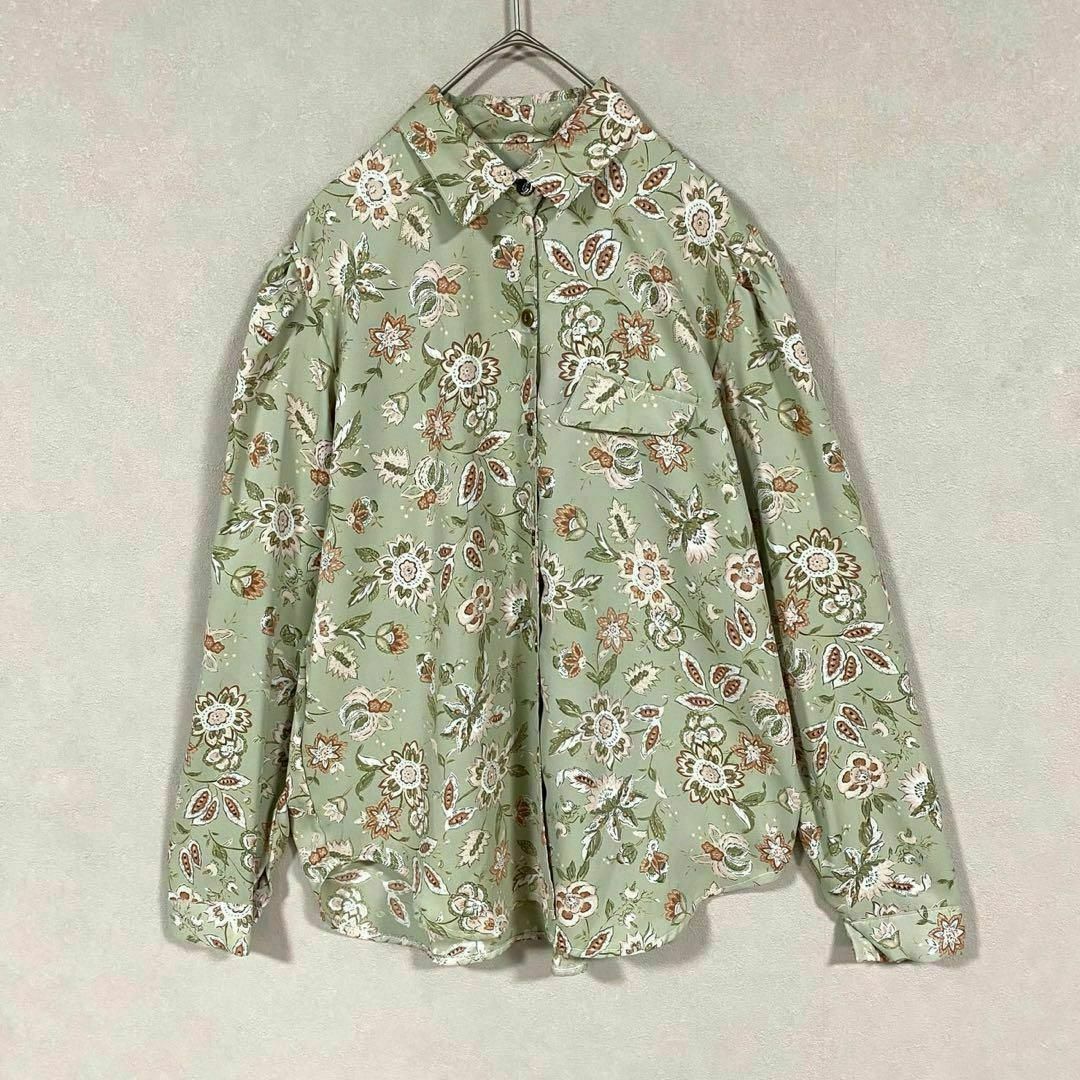 natuRAL vintage(ナチュラルヴィンテージ)のシャツ ブラウス 長袖 花柄 ボタニカル 総柄 レトロ感 レディースのトップス(シャツ/ブラウス(長袖/七分))の商品写真