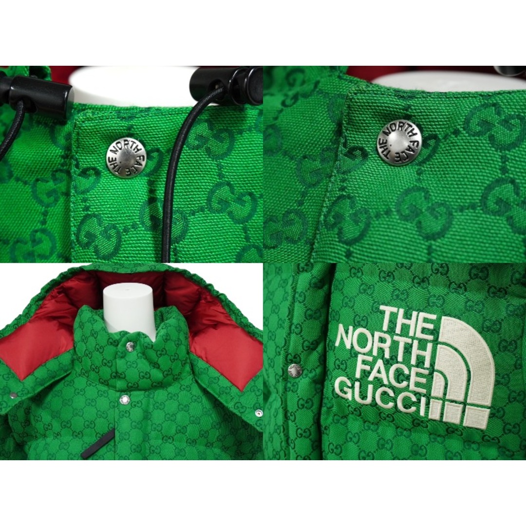 Gucci(グッチ)のGUCCI グッチ x THE NORTH FACE ノースフェイス ダウンジャケット GGスプリームキャンバス グリーン サイズXL 美品 中古 62054 レディースのジャケット/アウター(ダウンジャケット)の商品写真