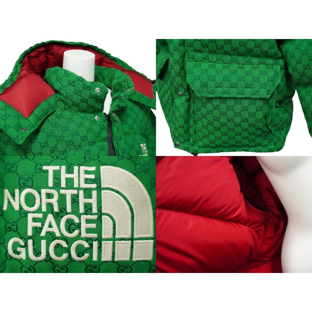 Gucci(グッチ)のGUCCI グッチ x THE NORTH FACE ノースフェイス ダウンジャケット GGスプリームキャンバス グリーン サイズXL 美品 中古 62054 レディースのジャケット/アウター(ダウンジャケット)の商品写真