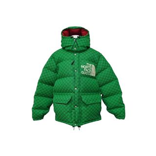 グッチ(Gucci)のGUCCI グッチ x THE NORTH FACE ノースフェイス ダウンジャケット GGスプリームキャンバス グリーン サイズXL 美品 中古 62054(ダウンジャケット)