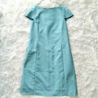 フォクシー(FOXEY)の【美品】フォクシーニューヨーク ひざ丈ワンピース バックリボン グリーン 38(ロングワンピース/マキシワンピース)