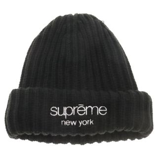 シュプリーム(Supreme)のSUPREME シュプリーム 22AW Ribbed Beanie クラシックロゴ刺繍 リブニット ビーニー ニットキャップ ブラック(ニット帽/ビーニー)