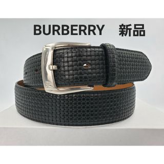 バーバリー(BURBERRY)の【B-23】【BURBERRY】バーバリー　紳士レザーベルト　メッシュ型押し　黒(ベルト)