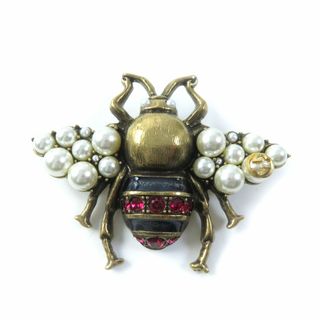 Gucci - 極美品★GUCCI グッチ ラインストーン Fパール付 Bee 蜂 インターロッキングG ブローチ マルチカラー 箱・保存袋付き イタリア製 レディース