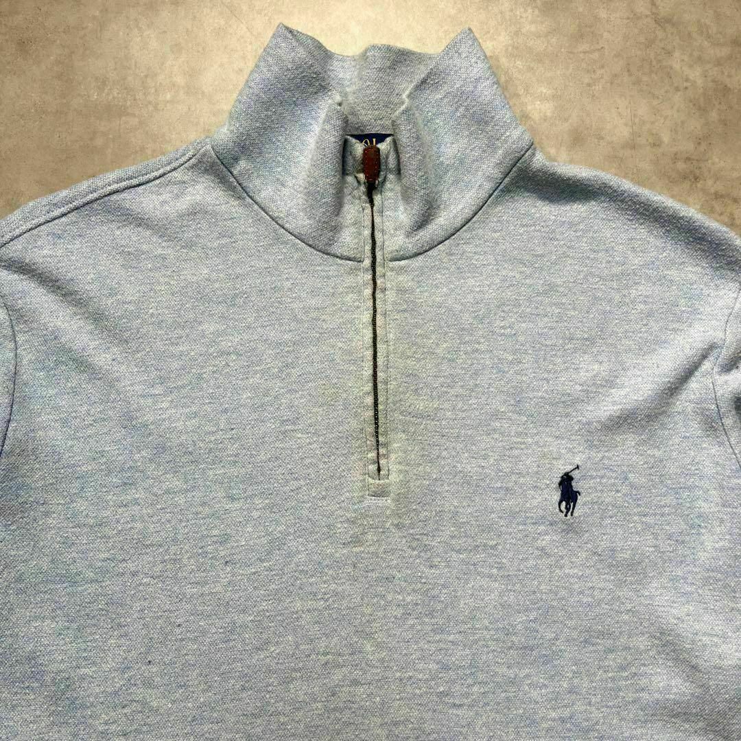 POLO RALPH LAUREN(ポロラルフローレン)の【POLO】ポロラルフローレン くすみブルーハーフジップスウェット メンズのトップス(ニット/セーター)の商品写真