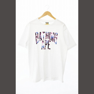 A BATHING APE - アベイシングエイプ ロゴ 半袖Tシャツ 001TEG801054X L 白 ●