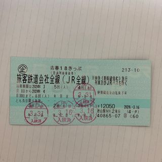 青春18きっぷ　一回分(鉄道乗車券)