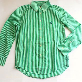 ラルフローレン(Ralph Lauren)のS140cm ミントグリーン　シアーサッカーシャツ　ストライプ　ラルフローレン(Tシャツ/カットソー)