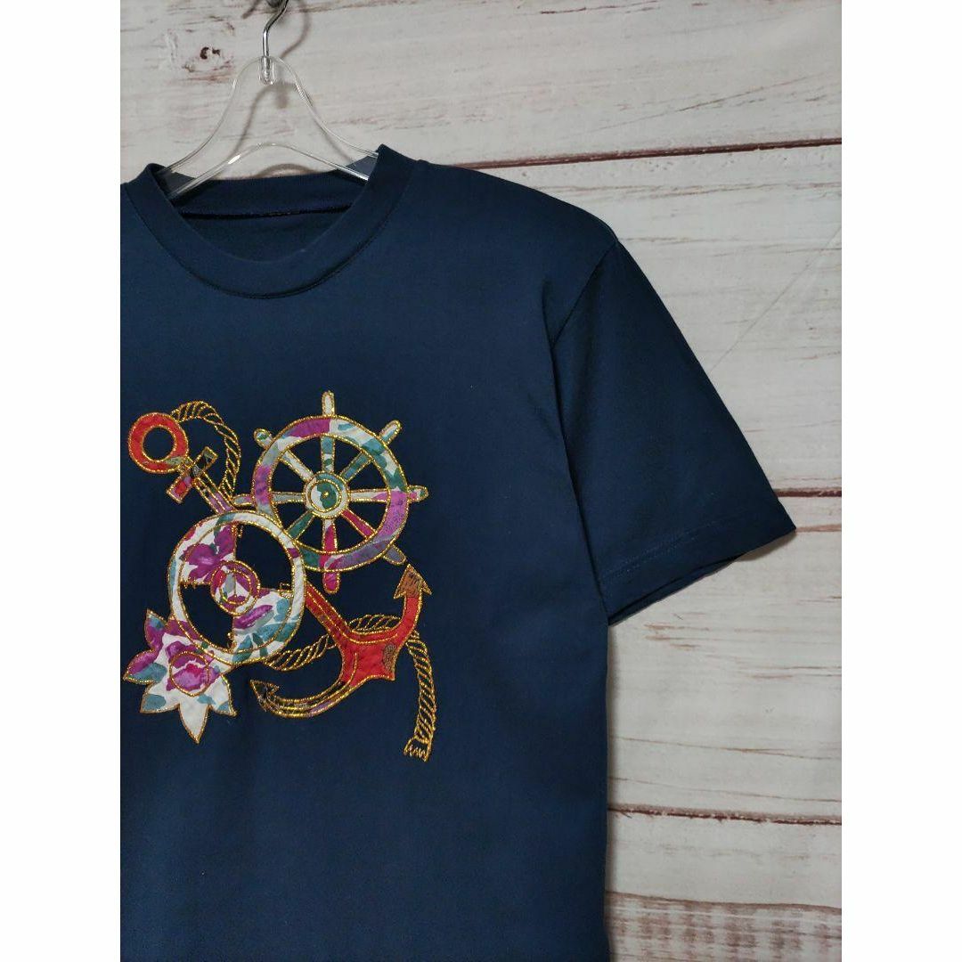 古着　Tシャツ　錨　いかり　刺繍　半袖　レトロ レディースのトップス(Tシャツ(半袖/袖なし))の商品写真