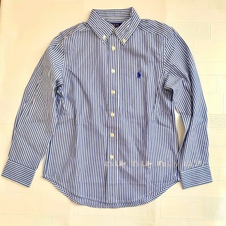 ラルフローレン(Ralph Lauren)のS140cm 紺　ポプリンシャツ　ストライプ　ラルフローレン(Tシャツ/カットソー)