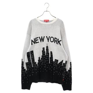 シュプリーム(Supreme)のSUPREME シュプリーム 20SS New York Sweater ニューヨーク ジャガード クルーネック 長袖ニットセーター ホワイト/ブラック(ニット/セーター)