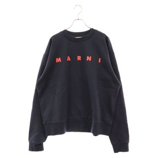 MARNI マルニ 21SS ロゴプリント クルーネック スウェット トレーナー ネイビー FUMU0074P0 S25495