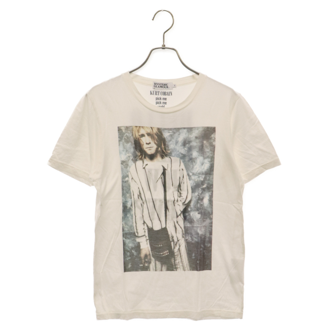 HYSTERIC GLAMOUR(ヒステリックグラマー)のHYSTERIC GLAMOUR ヒステリックグラマー × KURT CONBAIN pick me pick me yeah × カートコバーン フォトプリント 半袖Tシャツ カットソー ホワイト 0211CT03 メンズのトップス(Tシャツ/カットソー(半袖/袖なし))の商品写真