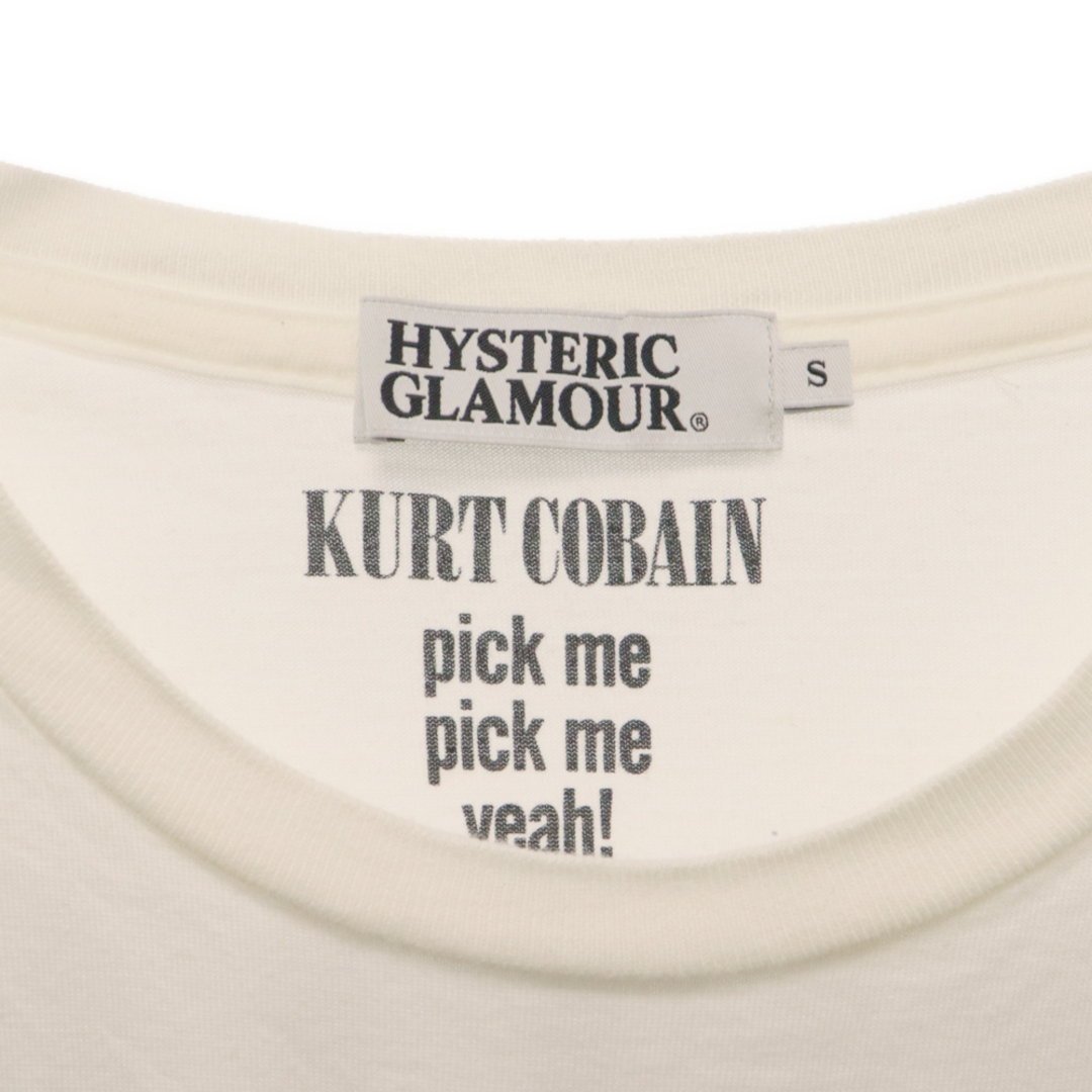 HYSTERIC GLAMOUR(ヒステリックグラマー)のHYSTERIC GLAMOUR ヒステリックグラマー × KURT CONBAIN pick me pick me yeah × カートコバーン フォトプリント 半袖Tシャツ カットソー ホワイト 0211CT03 メンズのトップス(Tシャツ/カットソー(半袖/袖なし))の商品写真