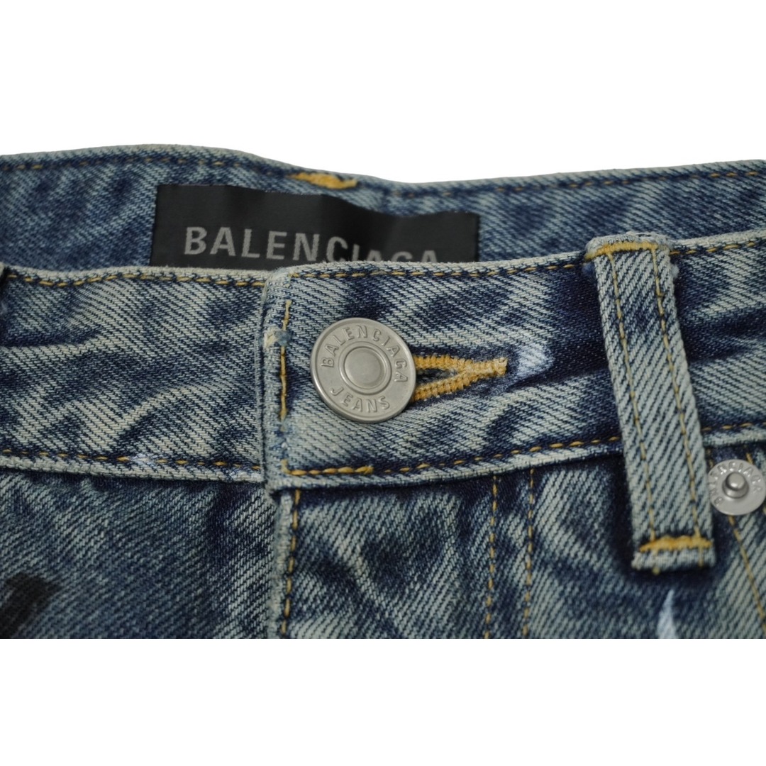 Balenciaga(バレンシアガ)の極美品 BALENCIAGA バレンシアガ バギーグラフィティデニムショーツ 22SS サイズS ブルー 745261 TNW01 4012 中古 62082 レディースのパンツ(ショートパンツ)の商品写真