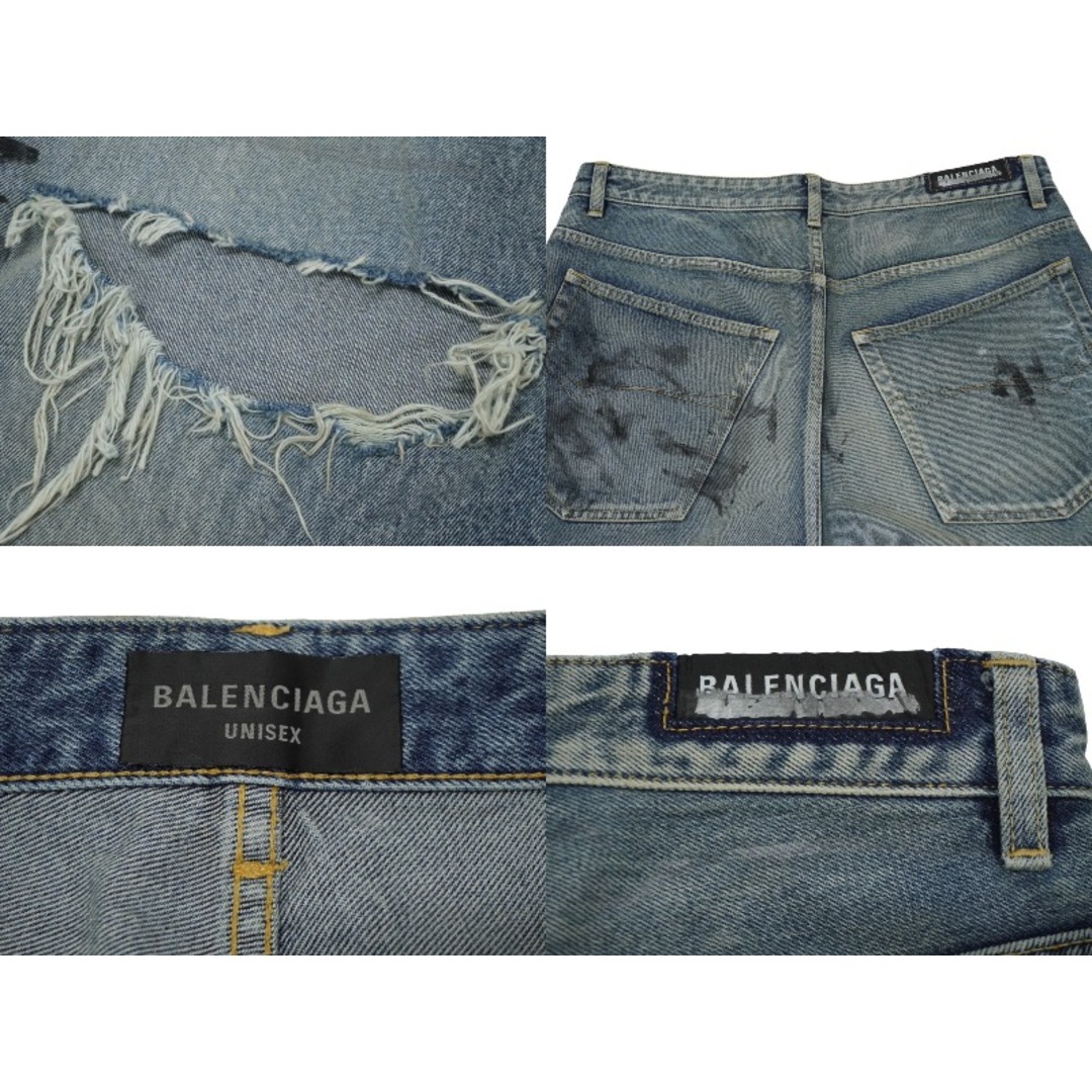 Balenciaga(バレンシアガ)の極美品 BALENCIAGA バレンシアガ バギーグラフィティデニムショーツ 22SS サイズS ブルー 745261 TNW01 4012 中古 62082 レディースのパンツ(ショートパンツ)の商品写真