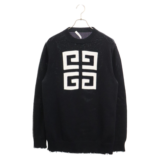 GIVENCHY - GIVENCHY ジバンシィ 19SS ダメージ加工ジャガード 4Gロゴ モックネック ニット ブラック BM904U4Y0A