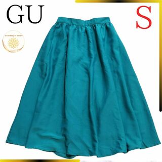 ジーユー(GU)のジーユー レディース ロングスカート s 青緑 人気カラー 春コーデ gu 春(ロングスカート)