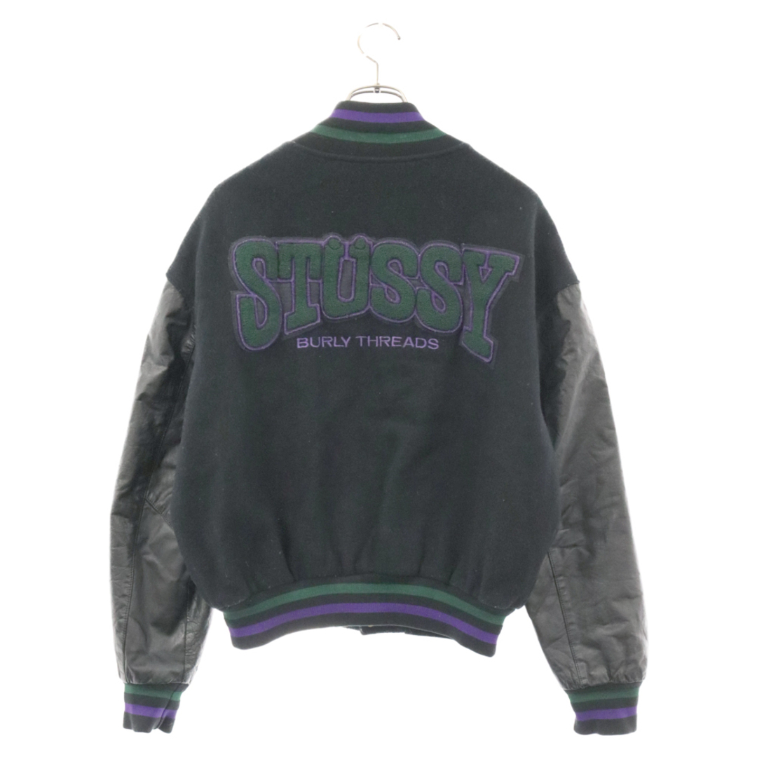 STUSSY(ステューシー)のSTUSSY ステューシー 80s-90s VINTAGE BURLY THREADS studium jacket ヴィンテージ スタジアムジャケット ブラック メンズのジャケット/アウター(スタジャン)の商品写真