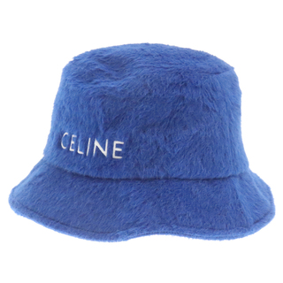 セリーヌ(celine)のCELINE セリーヌ ロゴ刺繍 アルパカ ウール エンブロイダリー バケット ハット 帽子 ブルー 2AUO9925R(ハット)