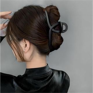 【色: 艶消しブラック】ヘアクリップ 大きめ バンスクリップ へあくりっぷ 大き(その他)