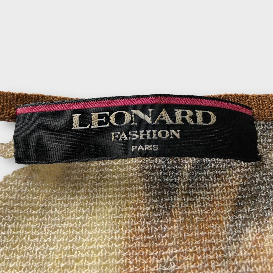 LEONARD(レオナール)のLEONARD レオナール　総柄　半袖　ウール　金ボタン　カーディガン　L　日本 レディースのトップス(カーディガン)の商品写真